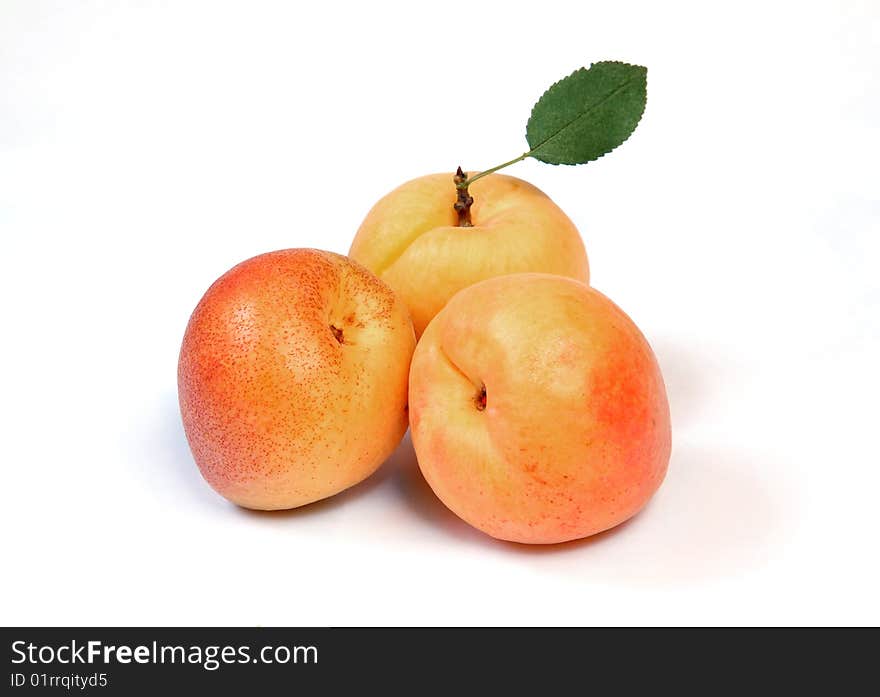 Apricot; objects on white background. Apricot; objects on white background