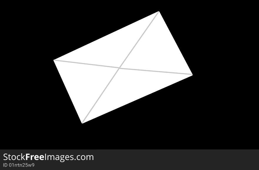 The white envelope on black background. The white envelope on black background