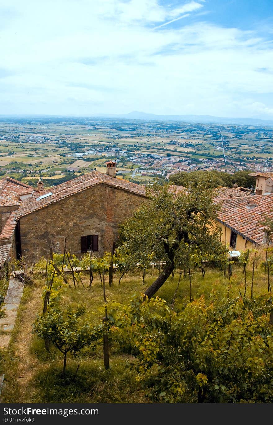 Farms and cultivated fields in Tuscany