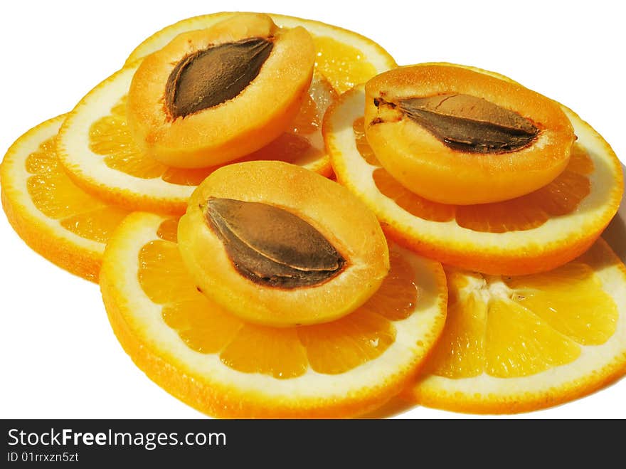 Apricots on orange slices