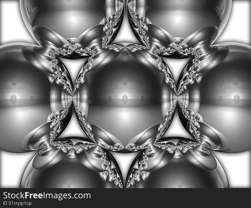 3D image of 7 chrome balls. 3D image of 7 chrome balls