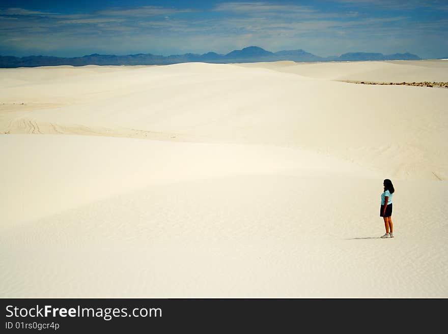 A Woman Contemplates White Sands