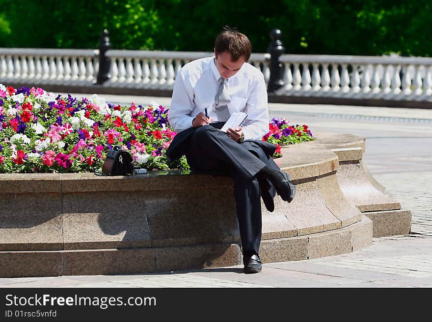 Businessman working outdoor