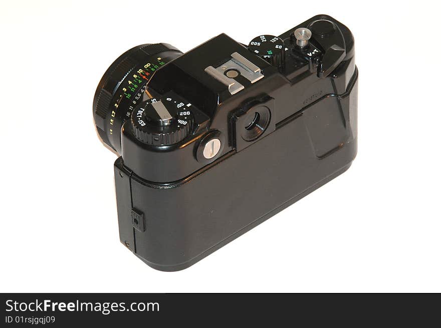 The old film camera on a white background