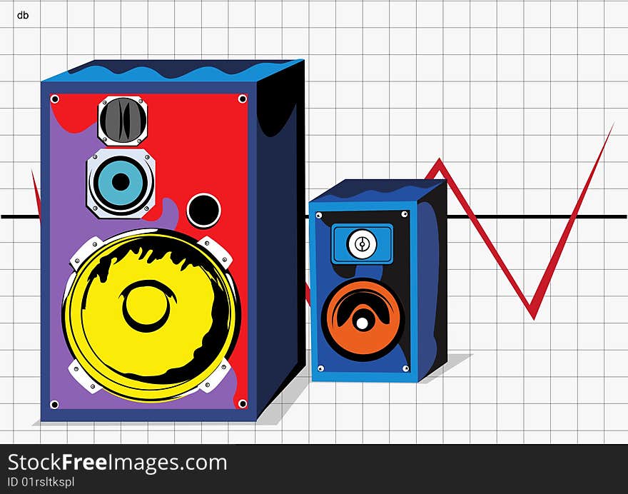 Two colored loudspeakers