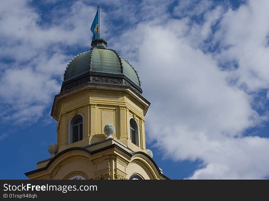 South detail view of a tower clock in Rijeka. South detail view of a tower clock in Rijeka.