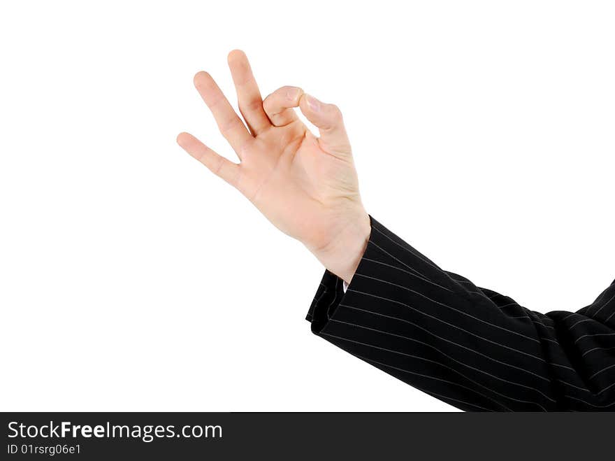 Business hand gesturing okay sign