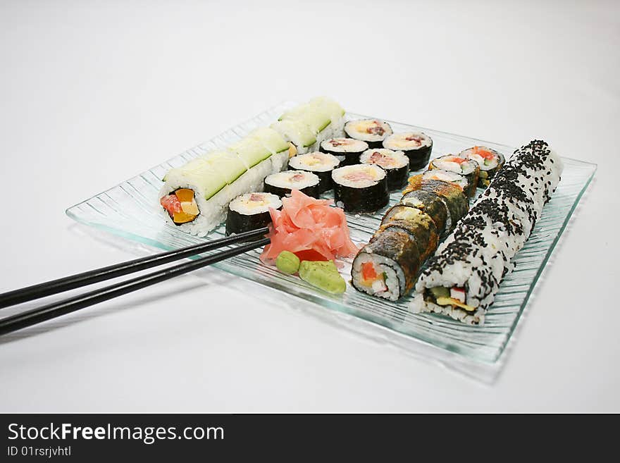 Japanese sushi , traditional japanese food, home sushi