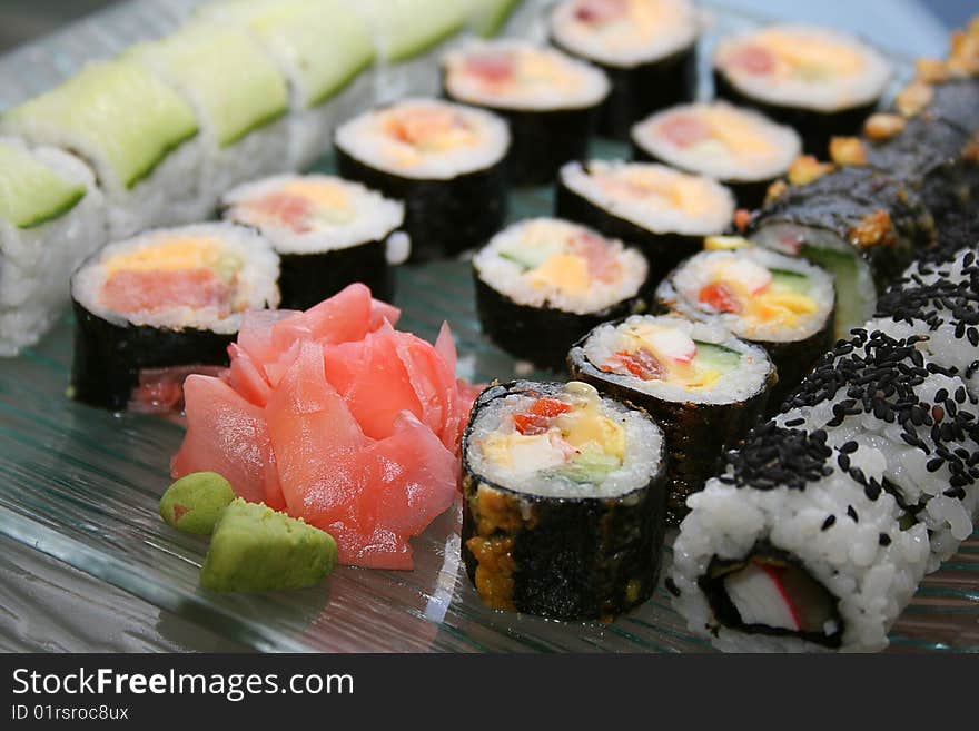 Japanese sushi , traditional japanese food, home sushi