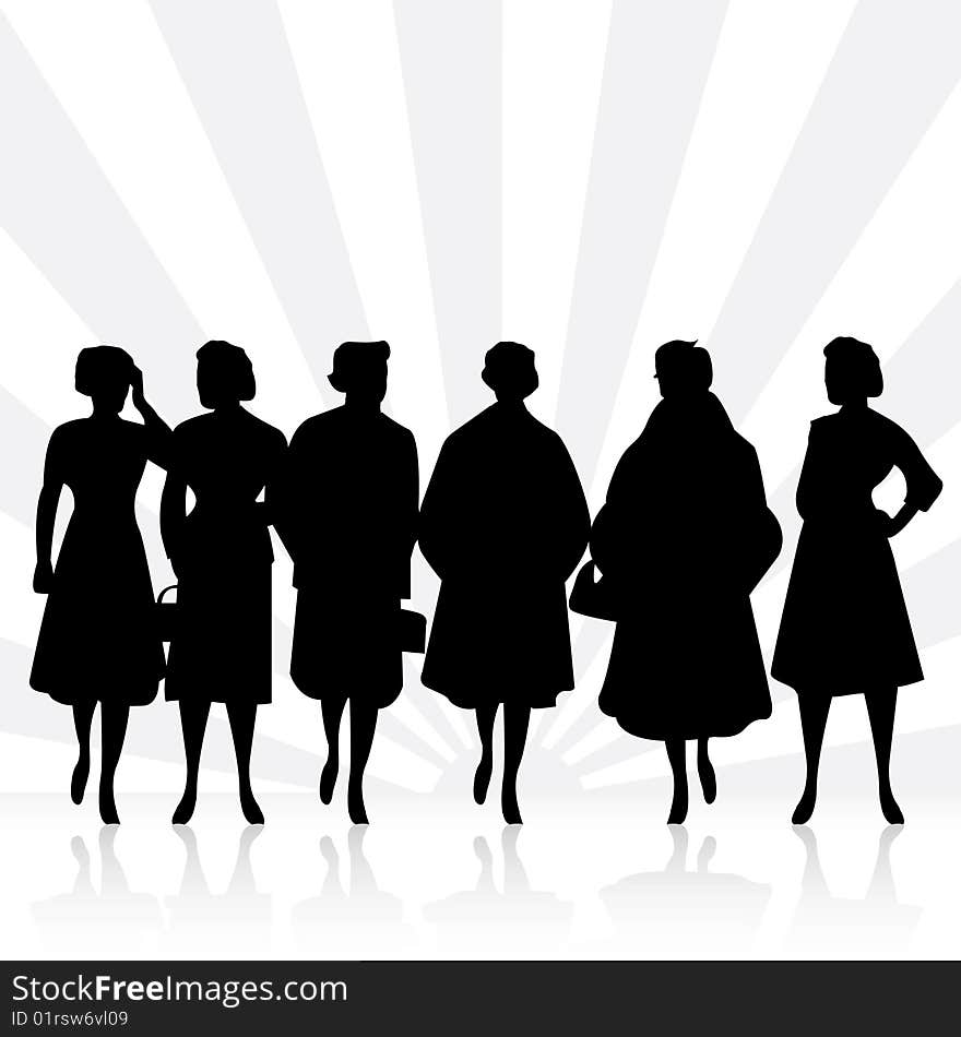 Vector collection of women silhouettes. Vector collection of women silhouettes