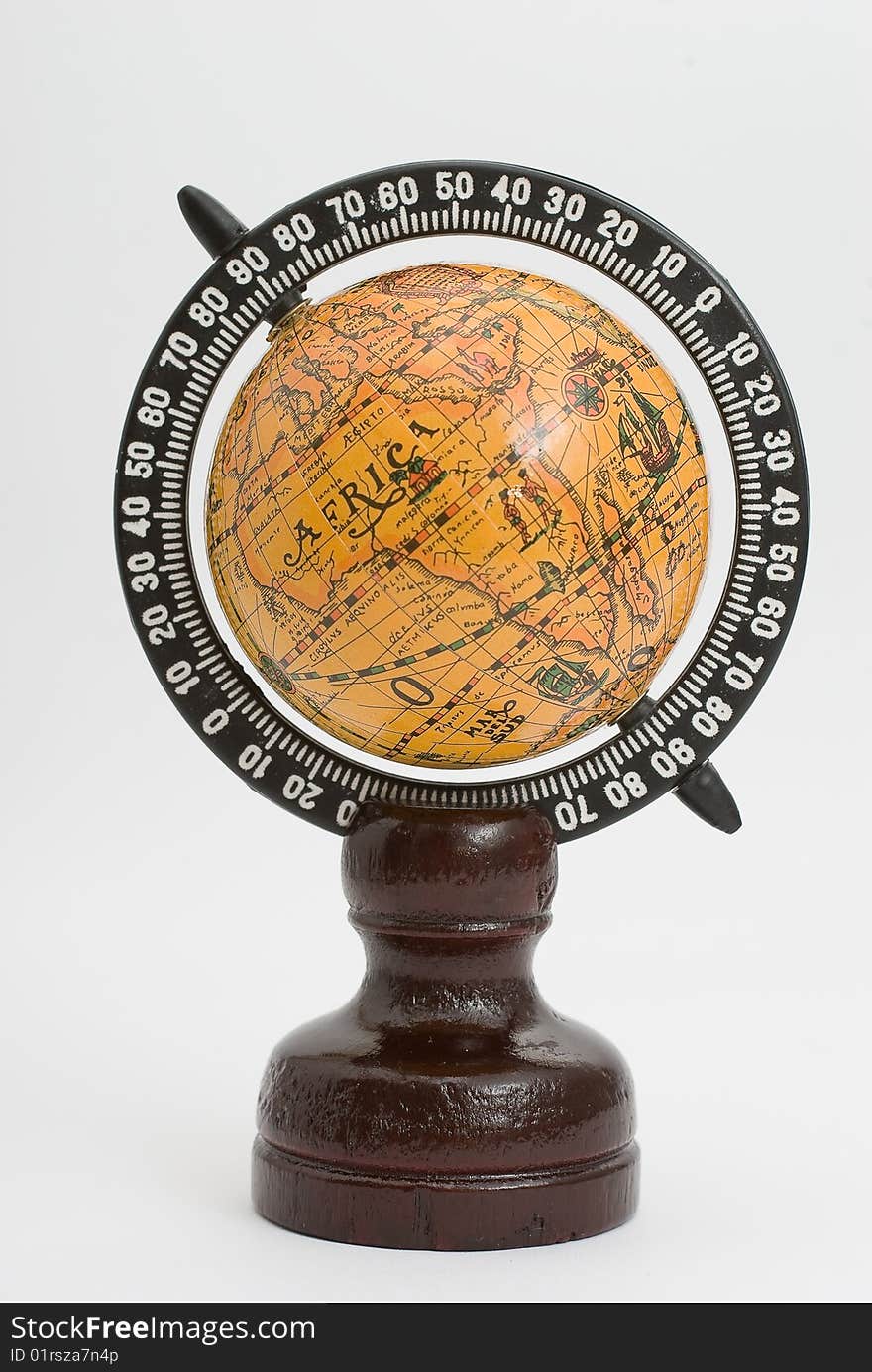 Small globe with ancient map. Small globe with ancient map