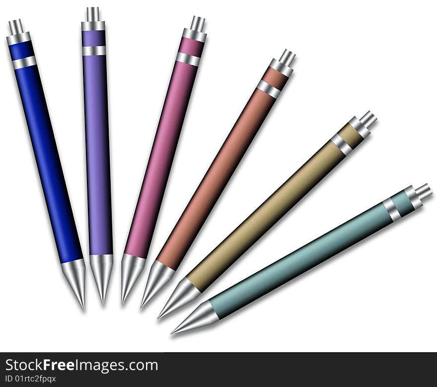 Set of colored pens