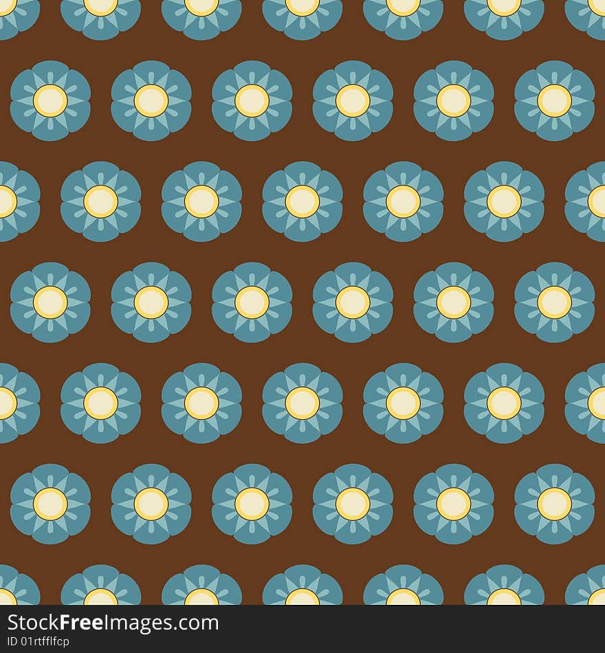 Yellow and blue seamless flowers pattern. Yellow and blue seamless flowers pattern