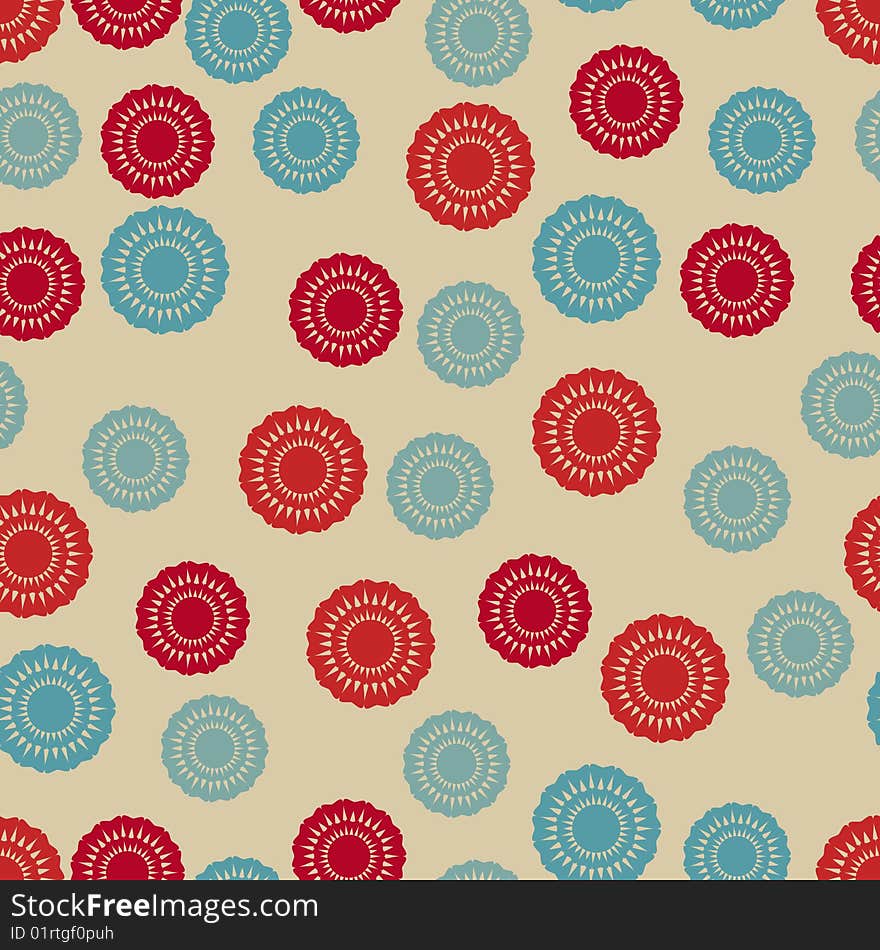 Red and blue seamless flowers pattern. Red and blue seamless flowers pattern