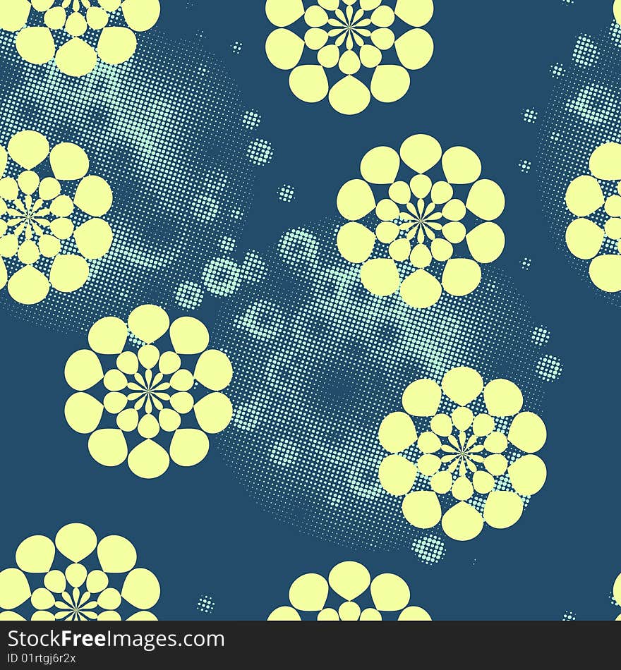 Green seamless flowers background pattern