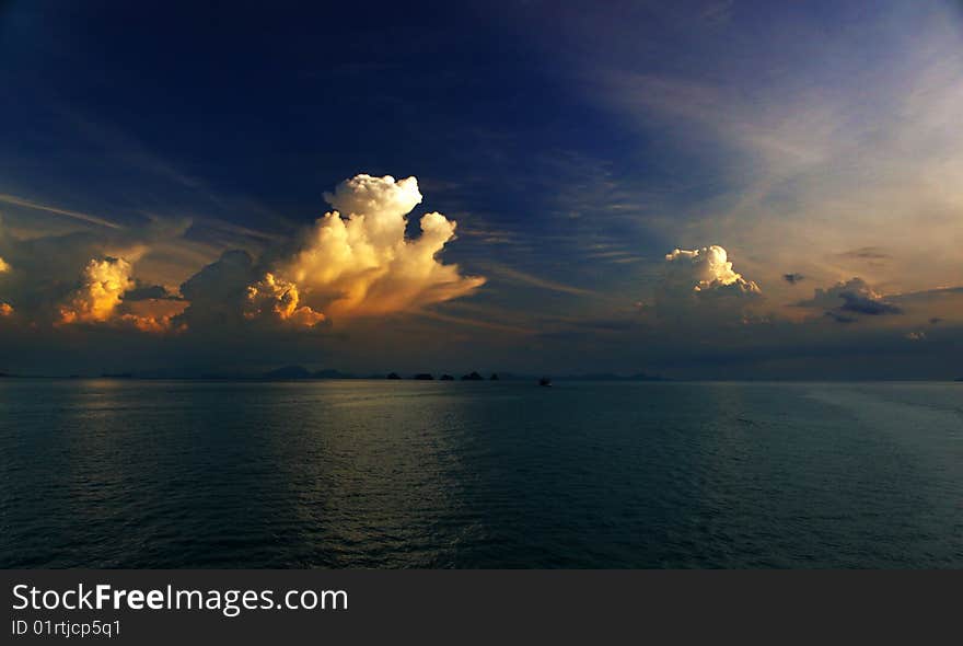 An evening sky over the gulf of Thailand. An evening sky over the gulf of Thailand.