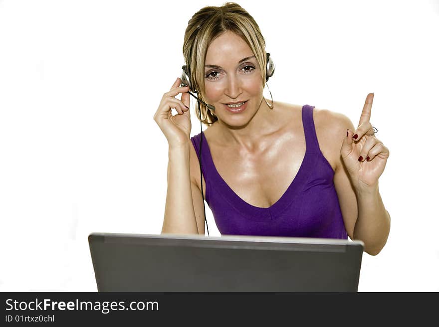 Woman with headset