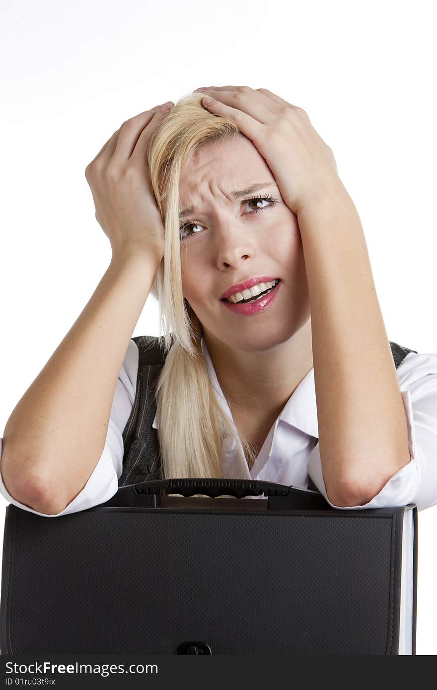 Portrait of businesswoman with folder