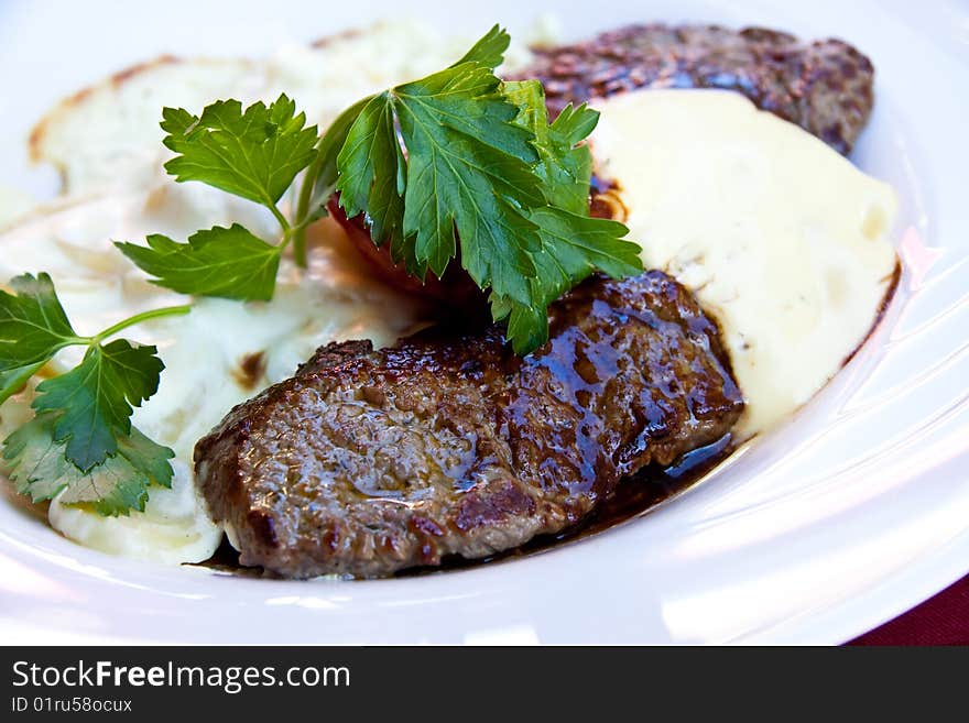 Sirloin strip Steak -Entrecote-with vegetables and