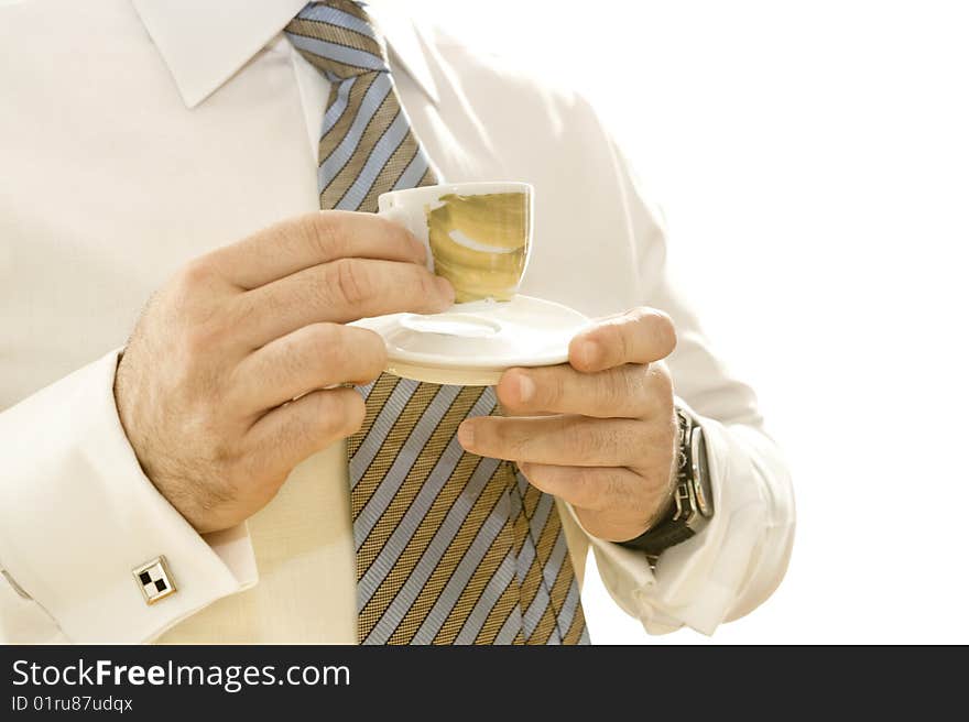 Businessman drinking coffee