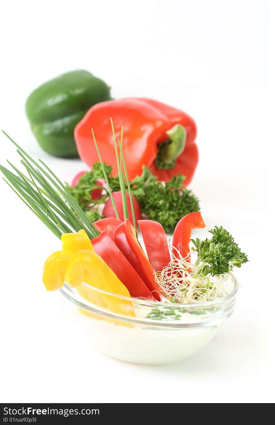 Fresh vegetables on white background