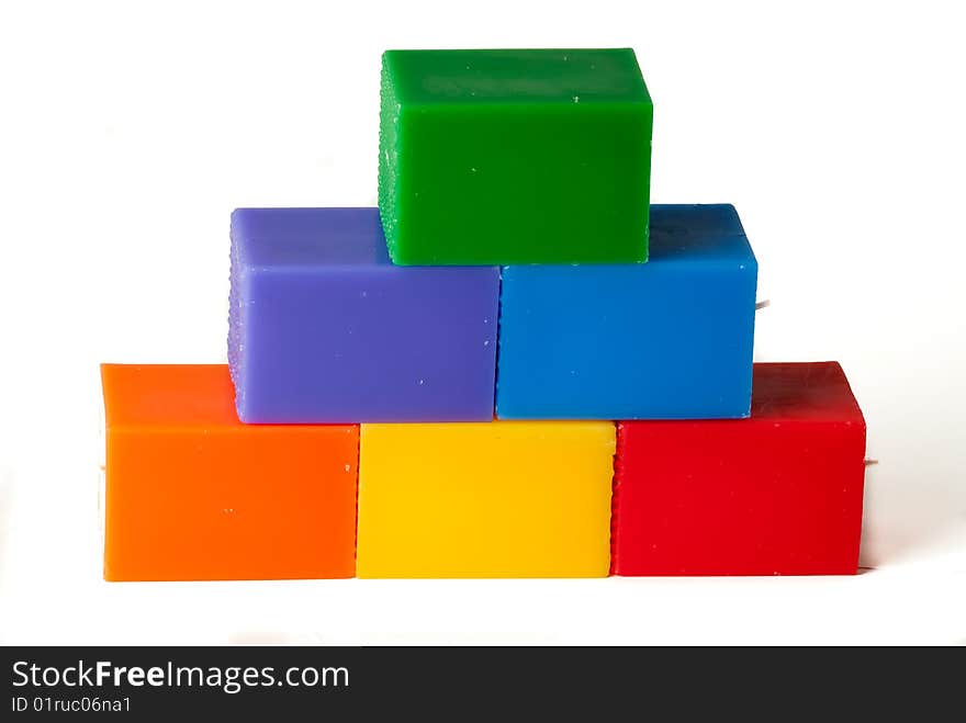 Group of colorful candles isolated in white backgr