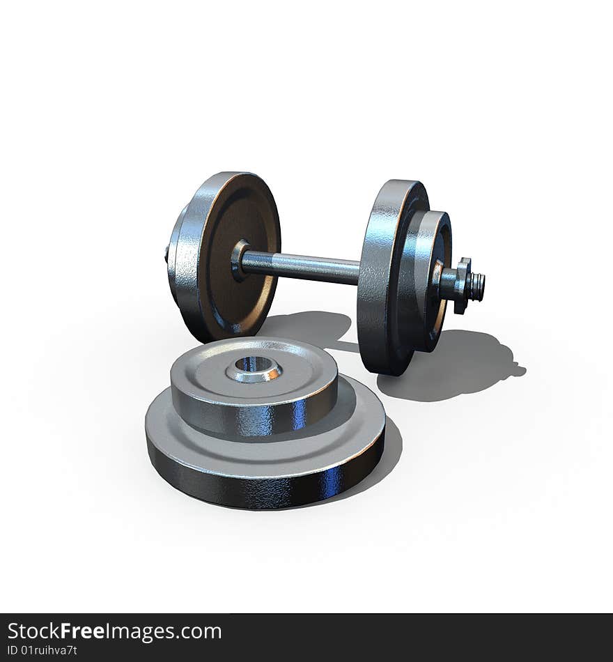 Isolated dumbbell on white background - 3d render