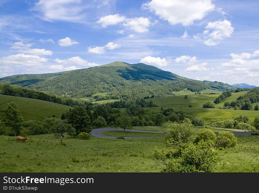 Top of Bieszczady Mountains National Park in Poland