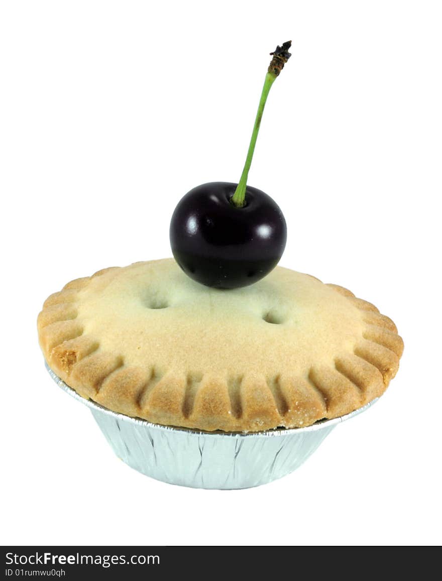 Cherry pie on the white background