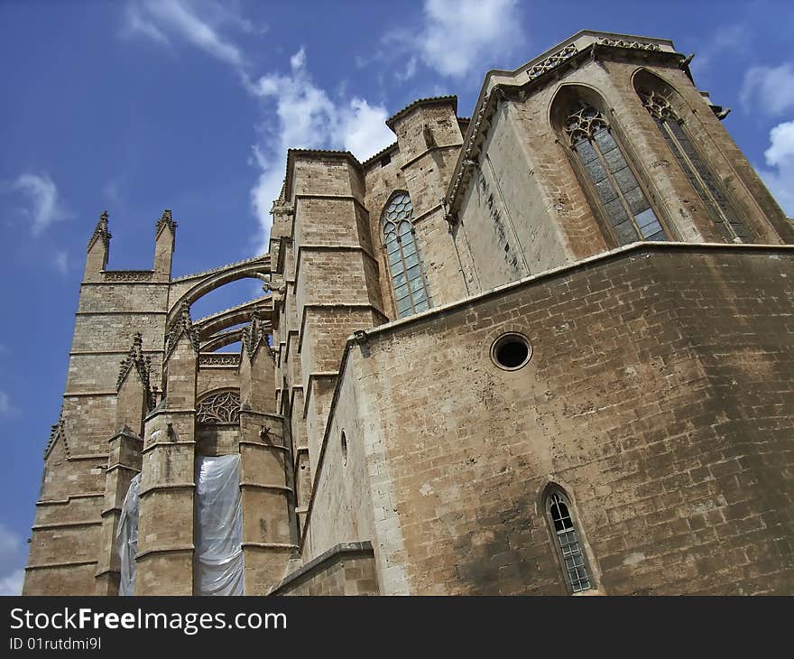 Detail of the Palma de Mallorca gothic cathedral. Detail of the Palma de Mallorca gothic cathedral