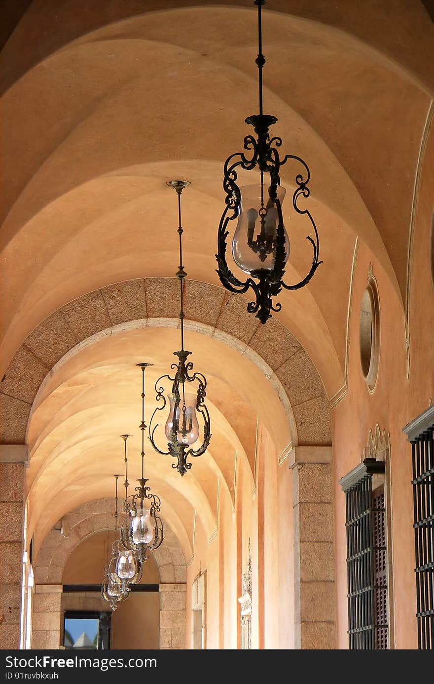 Archway in the Parlament building in Palma de Mallorca (Spain) on Palau Reial street. Archway in the Parlament building in Palma de Mallorca (Spain) on Palau Reial street