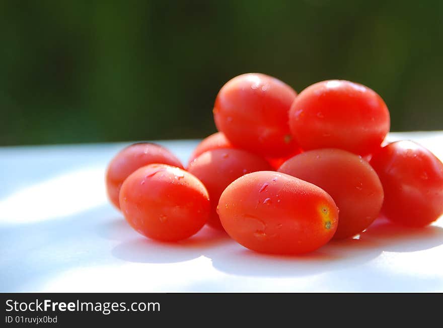 Cherry tomatoes on the sun