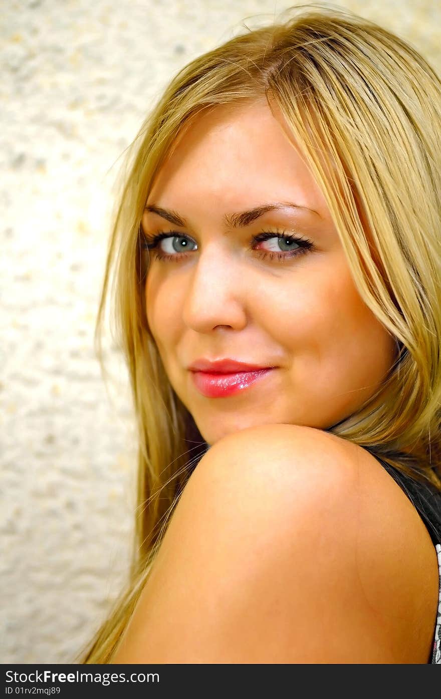 Portrait of young attractive woman close-up