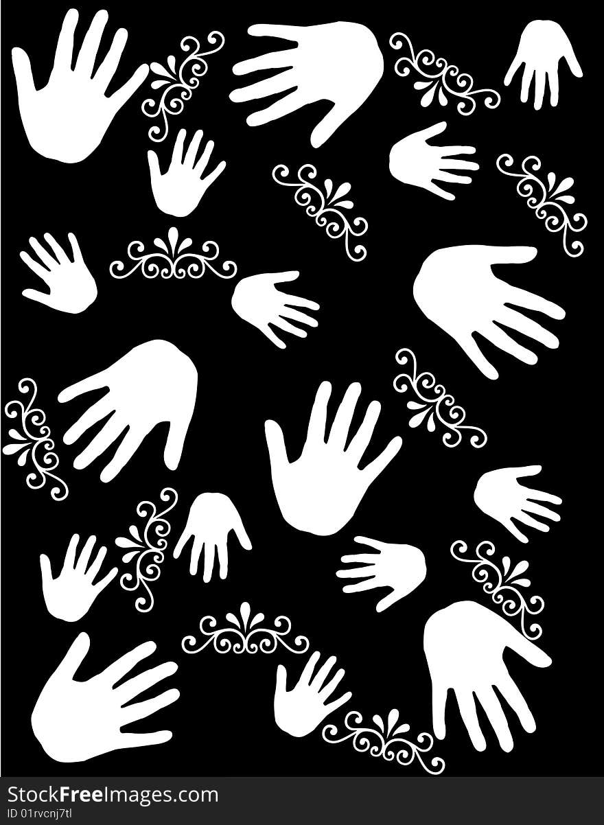 Human Hands Paint Black & White Background. Human Hands Paint Black & White Background