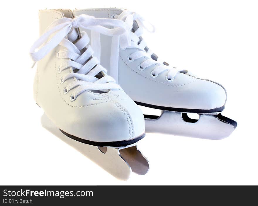 The children's skates on a white background, it is isolated