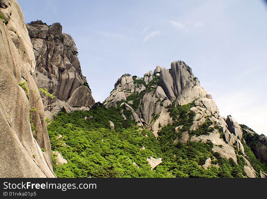 The worldwide famous peaks of Huangshan in China. The worldwide famous peaks of Huangshan in China