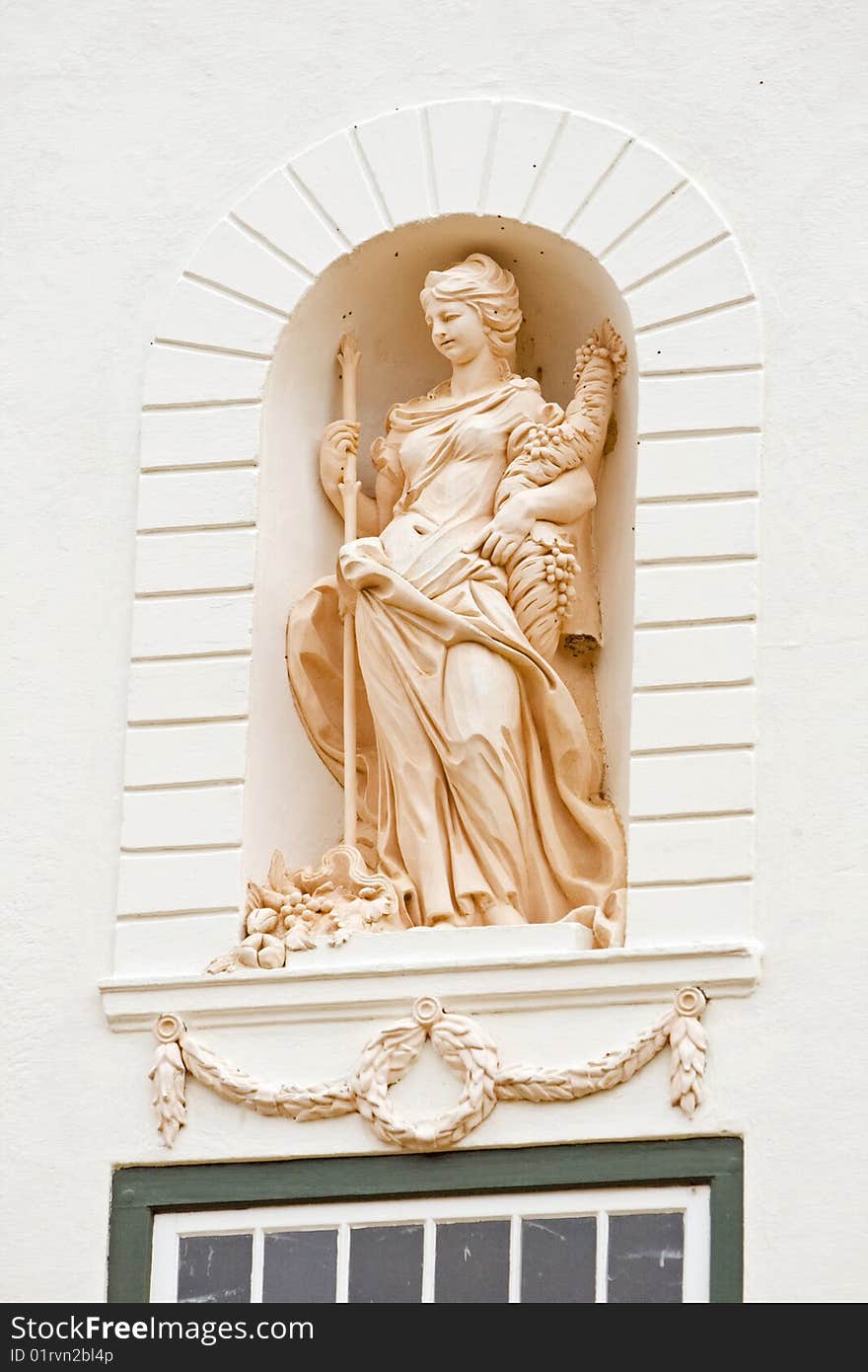 Statue in an alcove at Groot Constantia manor house in Cape Town, South Africa