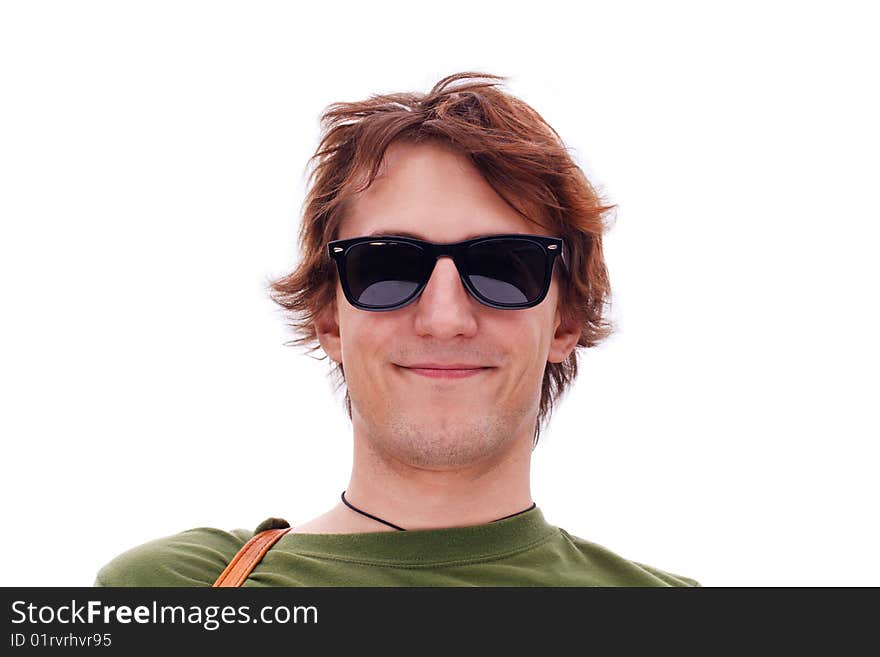 Young smiling positive guy with glases