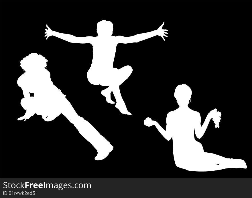 Active girls silhouettes