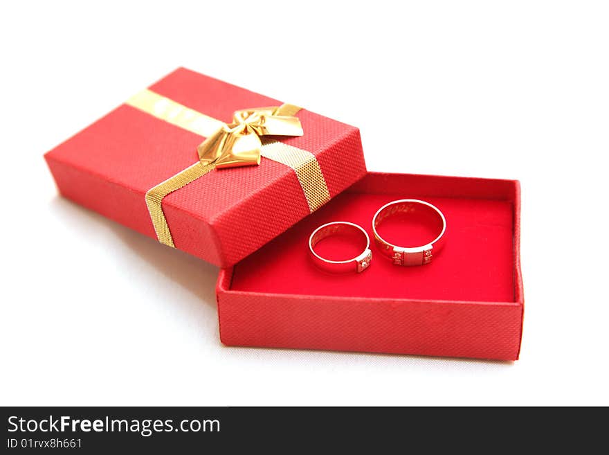 Wedding rings on a white background