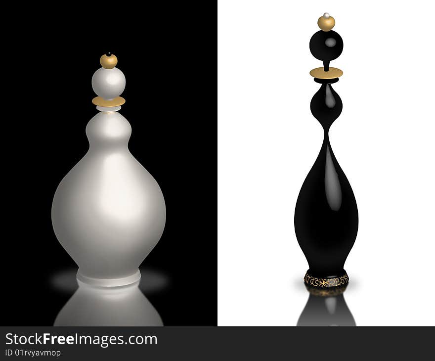 White and black queen of chess world