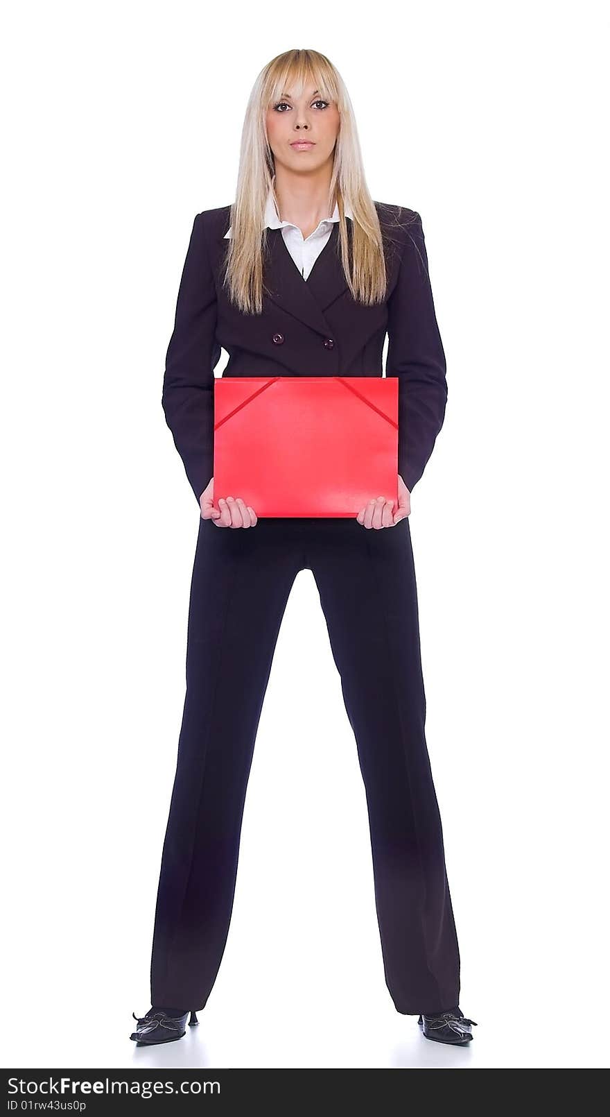 Pretty secretary held red folder