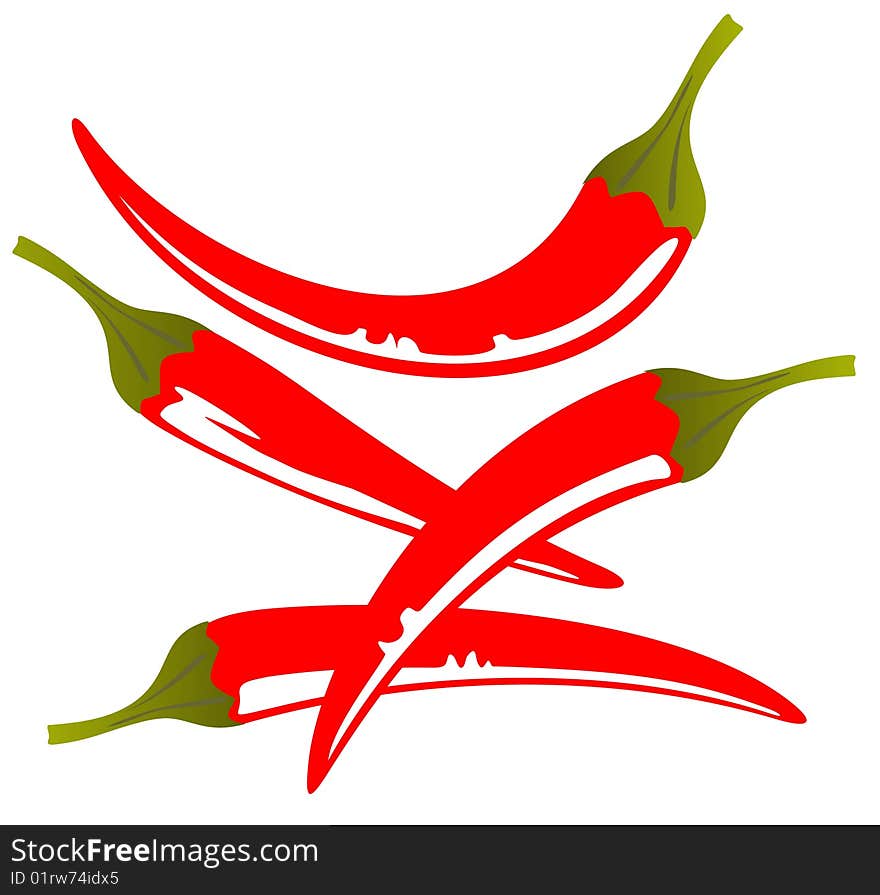 Stylized red pepper isolated on a white background.