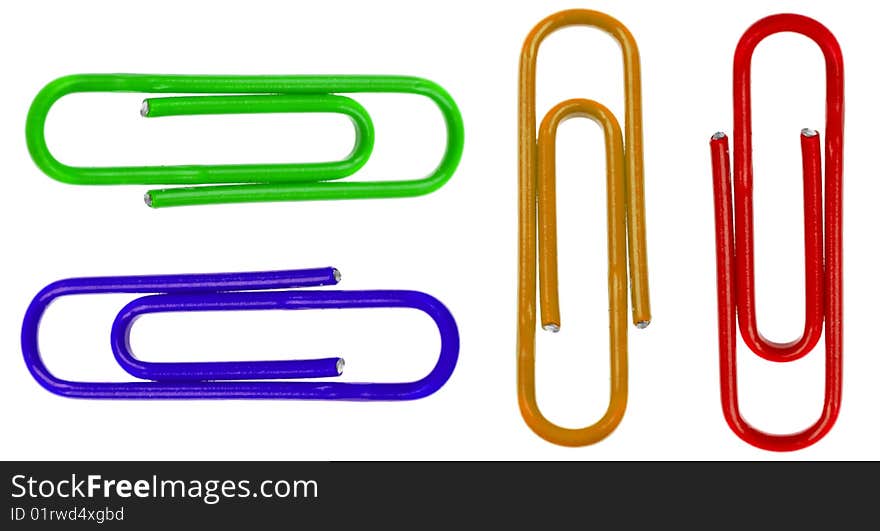 Colored Paper Clips Isolated On White