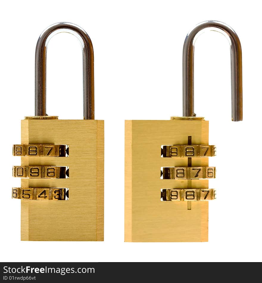 Padlock (closed & open) isolated on white