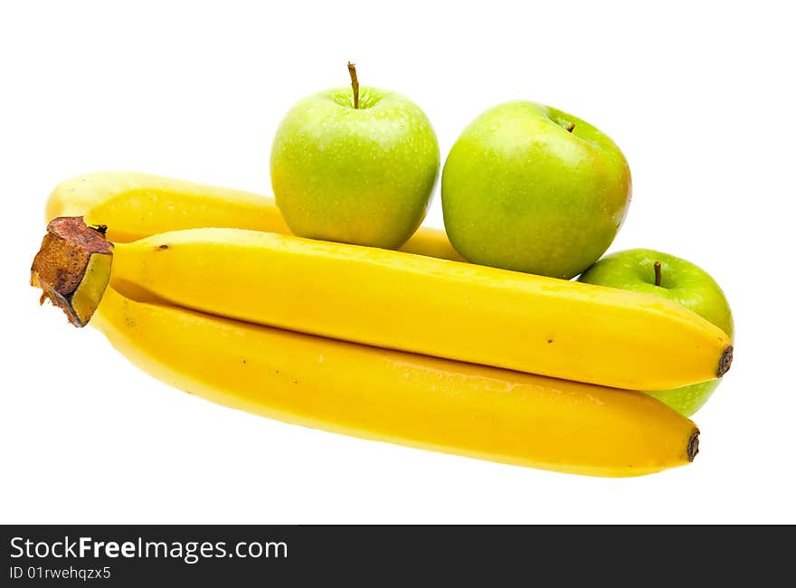 Close-up fresh fruits isolated on white background