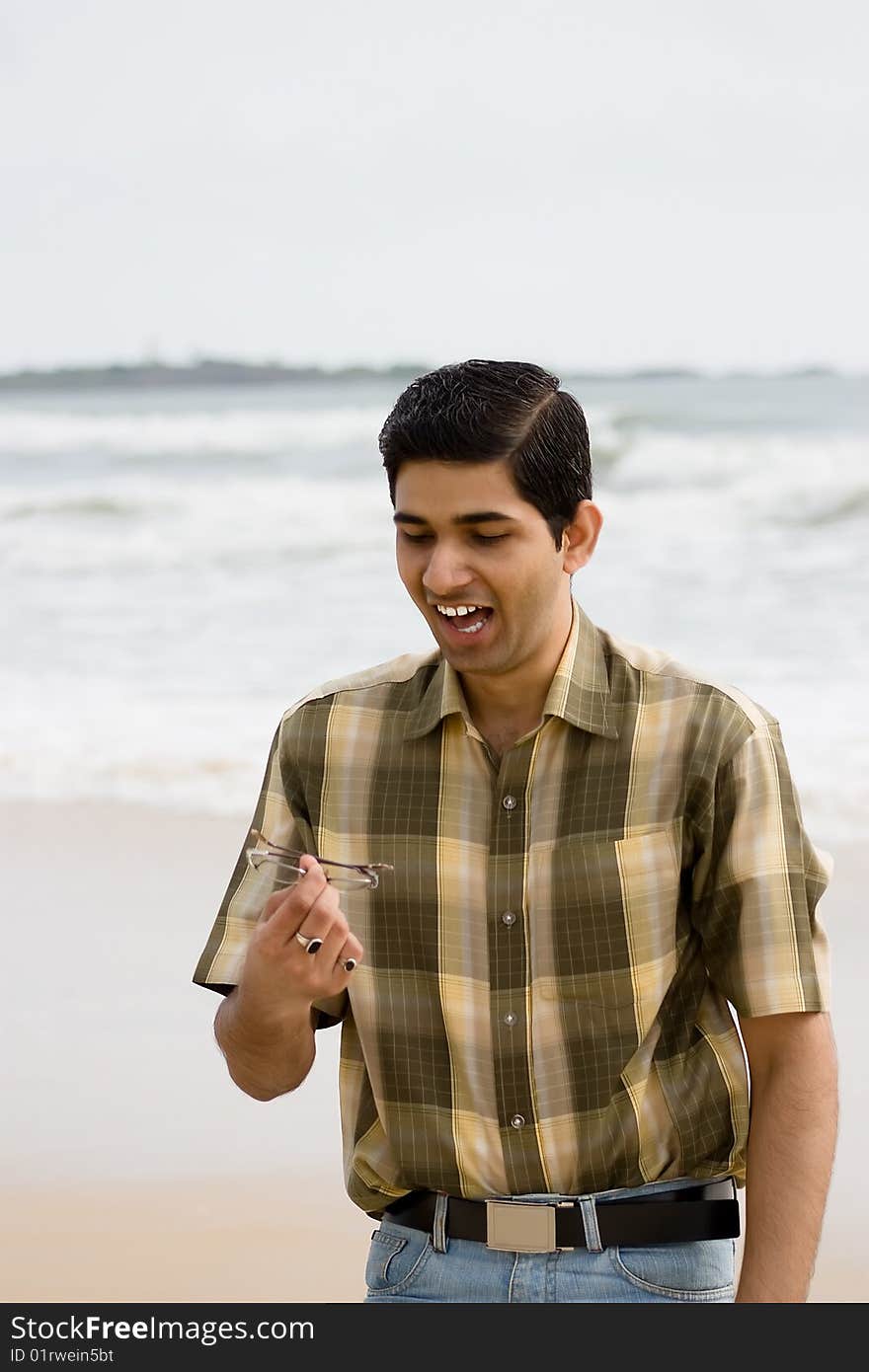 Boy enjoying at the lovely beach on send. Boy enjoying at the lovely beach on send