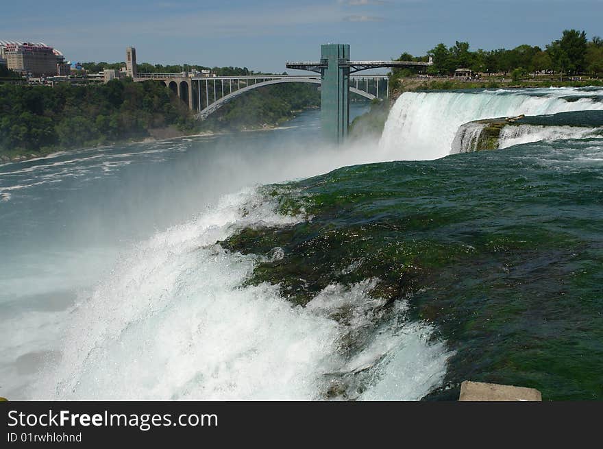 Niagara falls landscape with blue water