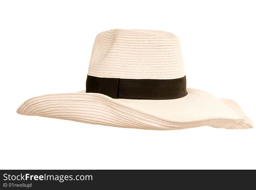 Big beide woman's hat from the sun with black hat-band