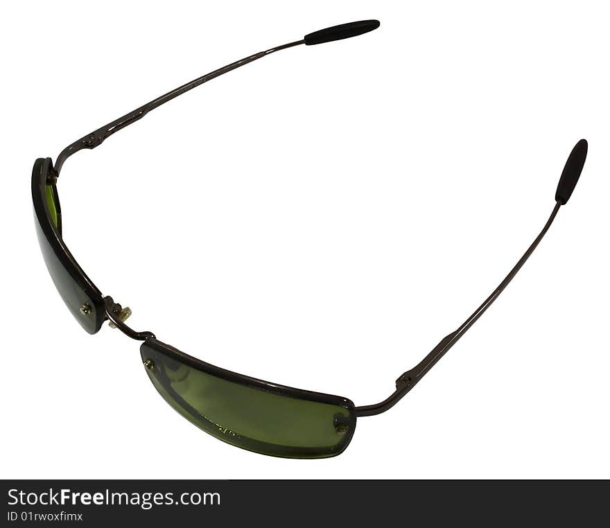 Green sun glasses in a metal frame